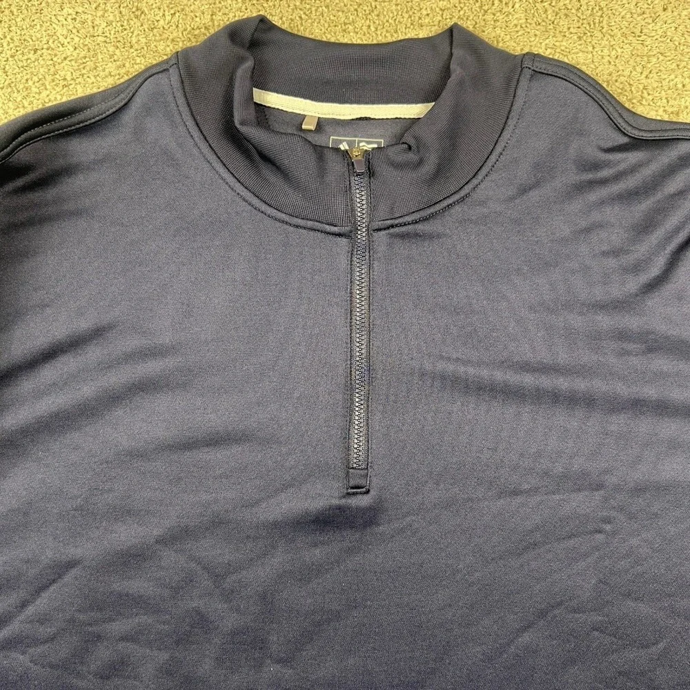 Adidas Quarter Zip Pullover Mens XL‎ Navy Blue Excellent 3 Stripe Performance